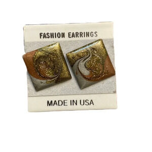 Vintage Marble Swirl Square Earrings